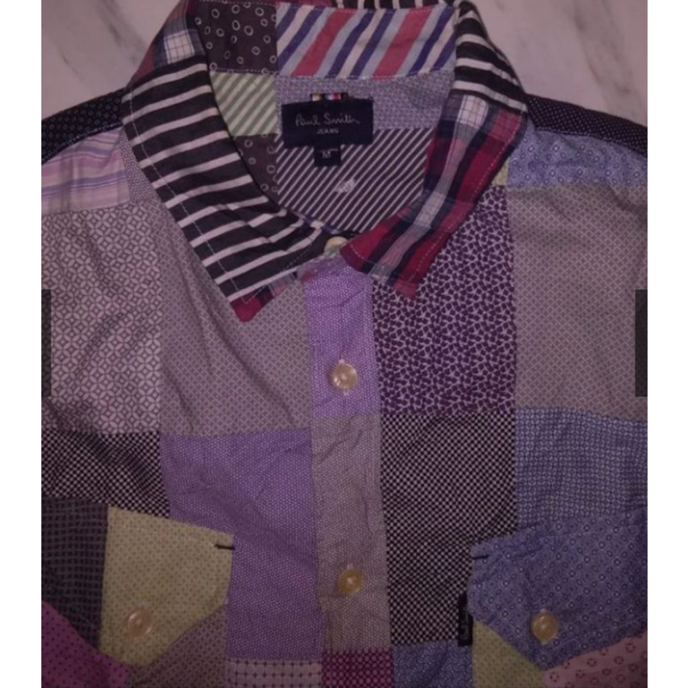 Paul Smith Striped Patchwork Button Shirt M - image 2